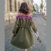 boutique army green patchwork Plaid Winter coat oversize o neck 2018 pockets coats