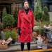 Luxury red Wool Coat casual Notched maxi coat women double breasted wool jackets