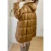 Simple Yellow Hooded Mink Hair Patchwork Duck Down Winter down coat