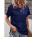 Stripe Print Short Sleeve O  neck Loose Casual T  Shirt For Women