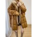 Simple Yellow Hooded Mink Hair Patchwork Duck Down Winter down coat