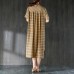 vintage Midi-length cotton dress plus size Lattice Summer Women Dress with Button