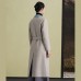 Fashion light khaki wool coat casual back open Coats lapel collar coats