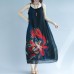 fashion black chiffon holiday dress Spaghetti Strap floor length dress print summer dress