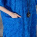 women cotton shift dress oversized Loose Round Neck Short Sleeve Irregular Blue Dress