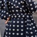 fine navy dotted coat oversize Notched trench coat 2018 tie waist wool jackets