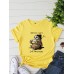 Women Funny Sloth Slogan Print O  Neck Short Sleeve Daily Comfy T  Shirt