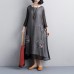 plus size sundress fashion Ethnic casual Embroidery Three Quarter Sleeve Black women Dress